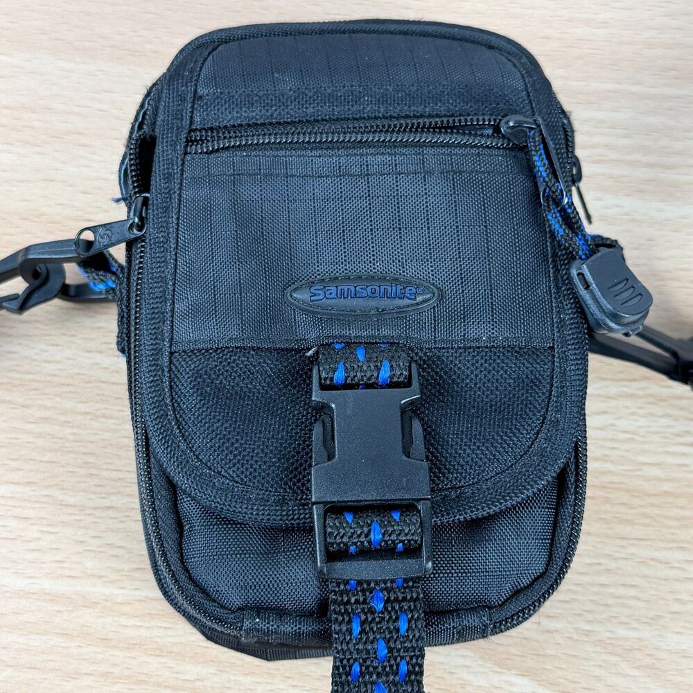 Samsonite Compact Digital Camera Case Black Blue Shoulder Strap Travel Pouch